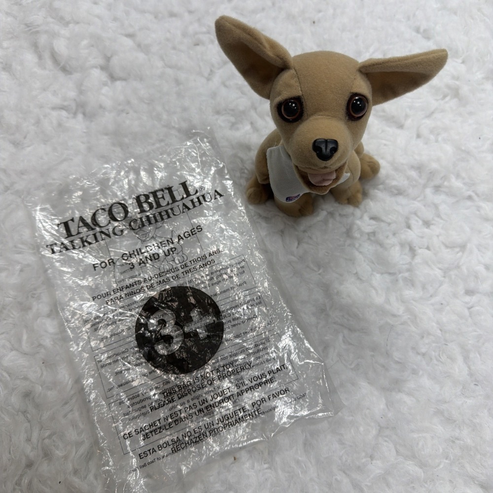 Vintage 1990's Taco Bell Chihuahua Dog Plush Stuffed Animal Yo Quiero Commercial